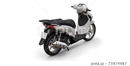 Modern urban white moped on a white background. 3d illustration. 73974987