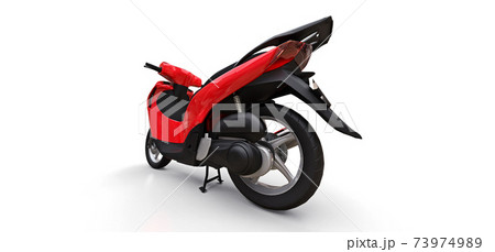 Modern urban red moped on a white background. 3d illustration. Modern urban red moped on a white background. 3d illustration. 73974989