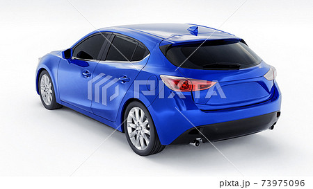 Blue city car with blank surface for your creative design. 3D rendering. 73975096