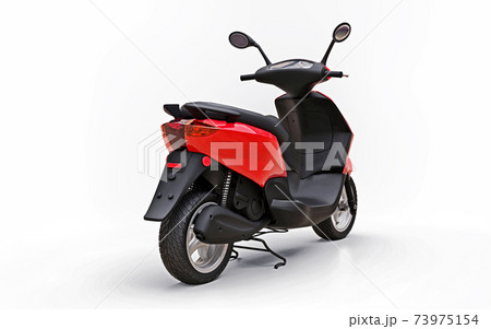 Modern urban red moped on a white background. 3d illustration. Modern urban red moped on a white background. 3d illustration. 73975154
