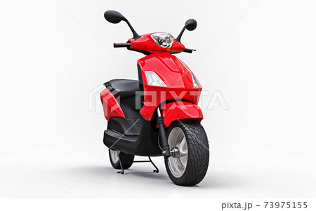 Modern urban red moped on a white background. 3d illustration. 73975155