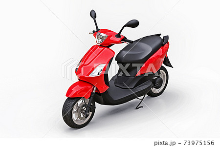 Modern urban red moped on a white background. 3d illustration. Modern urban red moped on a white background. 3d illustration. 73975156