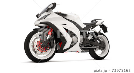 3d white super sports motorbike on white isolated background. 3d illustration. 73975162
