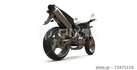 Black urban sport two-seater motorcycle on a white background. 3d illustration. Black urban sport two-seater motorcycle on a white background. 3d illustration. 73975228