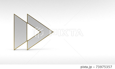 Logo arrow button on white background with gold edging and soft shadows. 3d rendering. 73975357