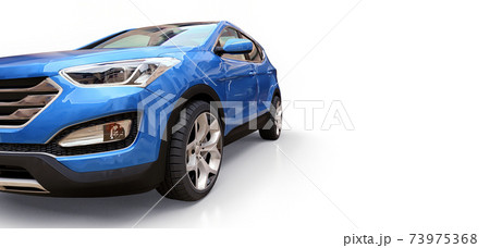 Compact city crossover blue color on a white background. 3d rendering. 73975368