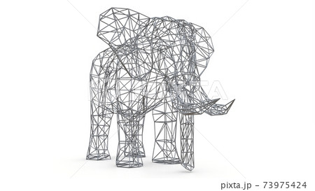 Elephant on a white background. Low polygon 3d illustration. Elephant on a white background. Low polygon 3d illustration. 73975424