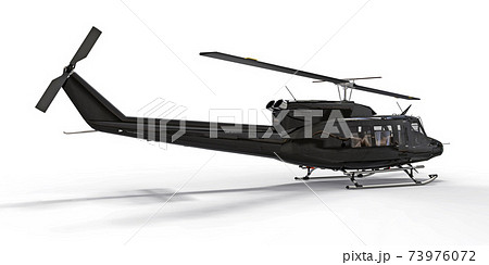 Black small military transport helicopter on white isolated background. The helicopter rescue service. Air taxi. Helicopter for police, fire, ambulance and rescue service. 3d illustration. Black small military transport helicopter on white isolated background. The helicopter rescue service. Air taxi. Helicopter for police, fire, ambulance and rescue service. 3d illustration. 73976072