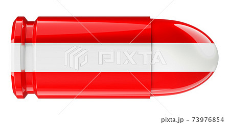 Bullet with Austrian flag, 3D rendering 73976854