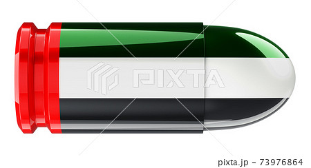Bullet with the UAE flag, 3D rendering 73976864