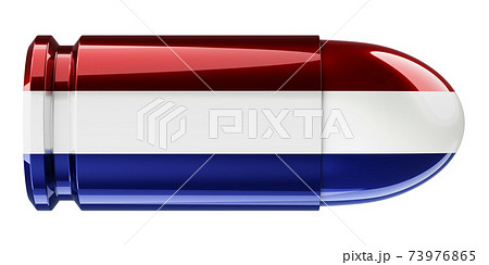 Bullet with the Netherlands flag, 3D rendering 73976865