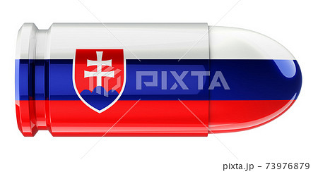 Bullet with Slovak flag, 3D rendering Bullet with Slovak flag, 3D rendering 73976879