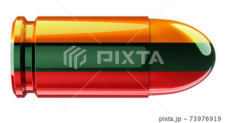 Bullet with Lithuanian flag, 3D rendering 73976919