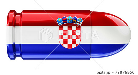 Bullet with Croatian flag, 3D rendering 73976950