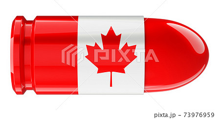 Bullet with Canadian flag, 3D rendering Bullet with Canadian flag, 3D rendering 73976959