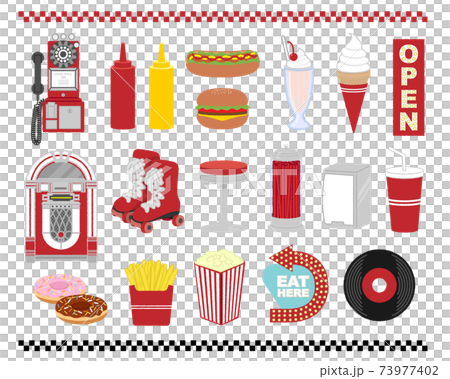 American diner illustration set material American diner illustration set material 73977402