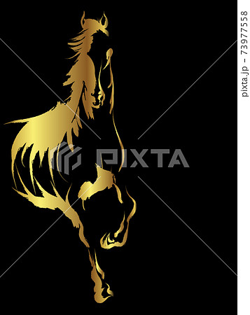 Golden horse over black background. Golden horse over black background. 73977558