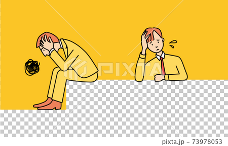 Illustration of a depressed businessman holding his head Illustration of a depressed businessman holding his head 73978053