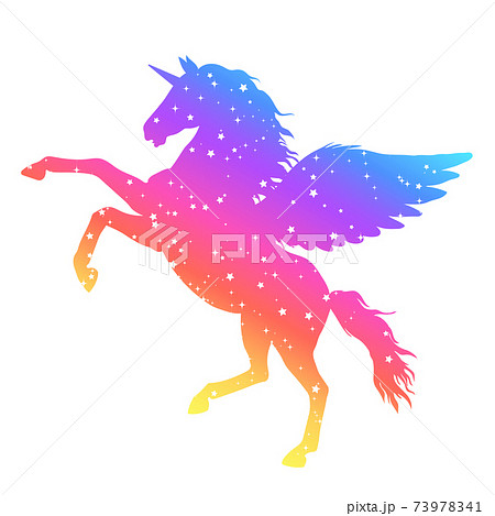 Unicorn illustration rainbow color - Stock Illustration [73978341] - PIXTA