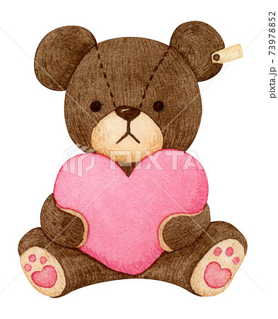 Hand Drawn Watercolor Heart Teddy Bear Stock Illustration