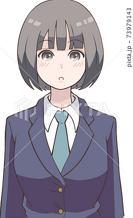 A Shy Short Haired High School Girl Anime Style Stock Illustration