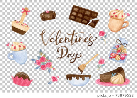 手描き水彩 | バレンタイン イラスト セット 73979558