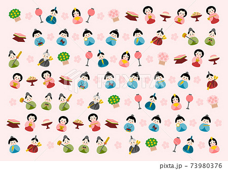 ひな祭り ひな人形 イラスト 背景模様のイラスト素材