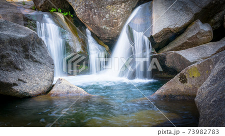 Waterfalls in granite rocks in Sierra de Gredos, Spain. Concept of nature and purity. 73982783