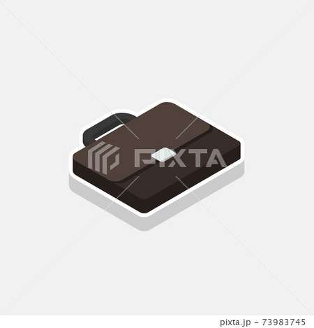 Briefcase right view White Stroke and Shadow icon vector isometric. 73983745