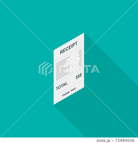 Receipt paper, bill check, invoice, cash receipt. Right view isometric icon. Receipt paper, bill check, invoice, cash receipt. Right view isometric icon. 73984036
