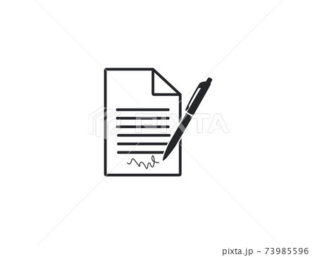 Document, pen, signature icon. Vector illustration, flat. 73985596