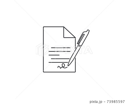 Document, pen, signature icon. Vector illustration, flat. Document, pen, signature icon. Vector illustration, flat. 73985597