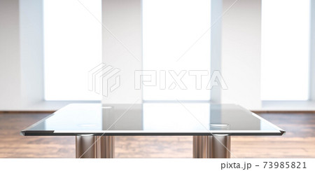 glass table room modern interior in empty room with wooden floor 3d render illustration glass table room modern interior in empty room with wooden floor 3d render illustration 73985821