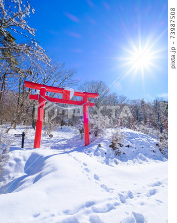 赤鳥居と太陽（縦） 73987508