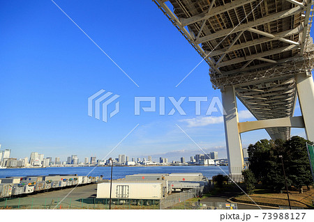 東京　お台場　レインボーブリッジからの眺め　 73988127
