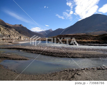 ネパール ジョムソン カリ ガンダキ川の写真素材