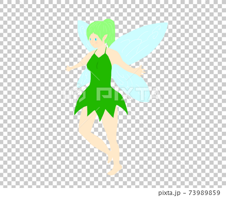 妖精のキャラクター 緑 のイラスト素材