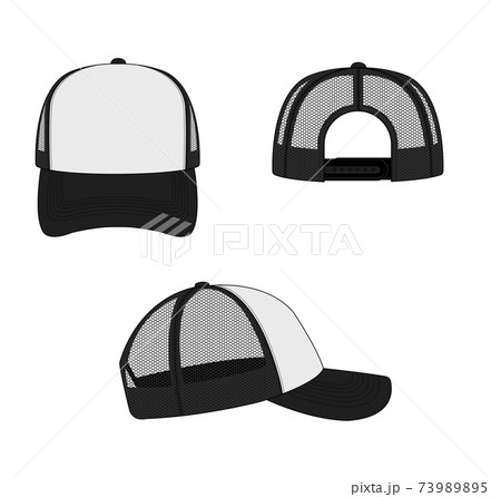 メッシュキャップ テンプレートイラストセット (フロント・サイド・バック)  73989895