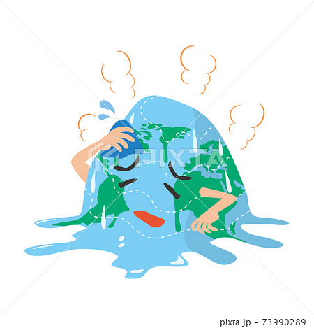 温暖化により融ける地球のキャラクター 温暖化により融ける地球のキャラクター 73990289