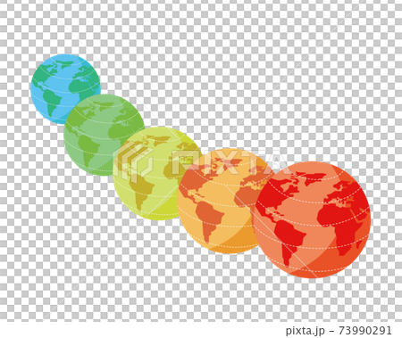 地球温暖化で冷たい色から暖かい色に変わるイメージイラストのイラスト素材