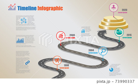 Business road map timeline infographic template with pointers, Vector Illustration 73990337