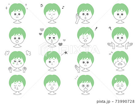 シンプルな男性の表情違いのイラスト素材