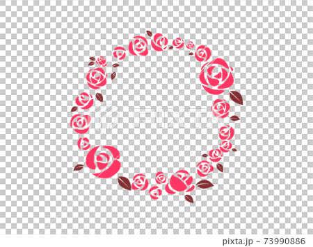 Round rose frame red - Stock Illustration [73990886] - PIXTA