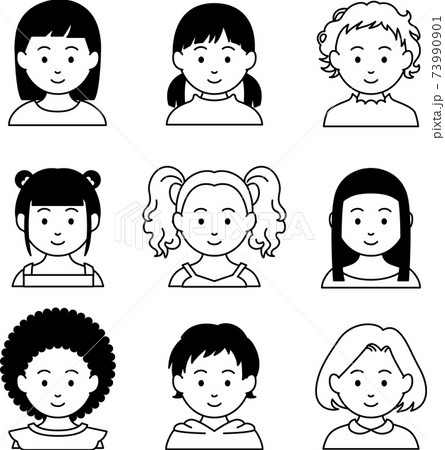 色々な髪型の女の子のアイコンのイラスト素材