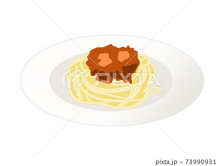お皿に盛りつけられたスパゲティミートソースのイラスト素材