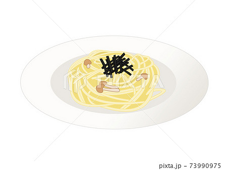 お皿に盛りつけられた和風スパゲティのイラスト素材