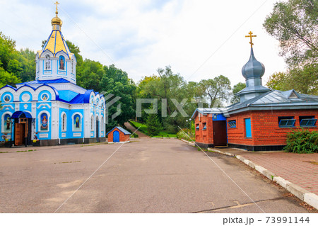Church in the name of the icon of the Mother of God "life-giving Spring" and holy water chapel with font in Nativity of Our Lady Monastery in Zadonsk, Russia 73991144