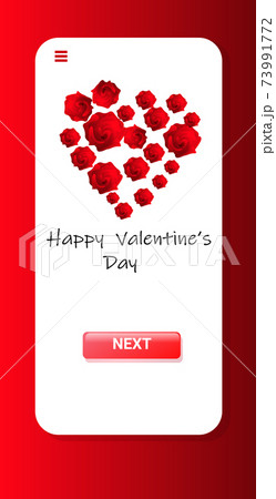 valentines day celebration love banner flyer or greeting card with red roses in heart shape vertical 73991772