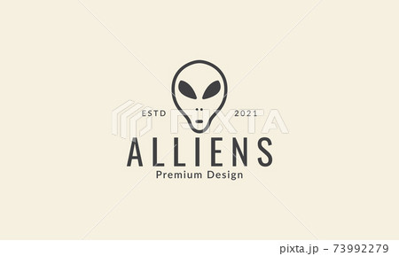 Simple Head Alien Line Logo Symbol Icon Vector のイラスト素材