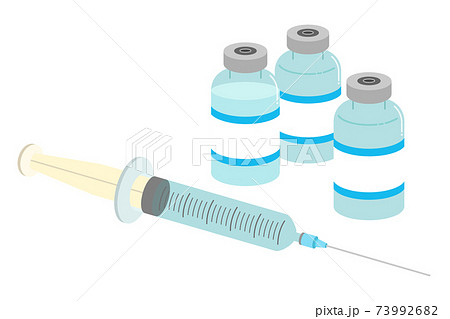ワクチンと注射器のイラスト 文字なし のイラスト素材